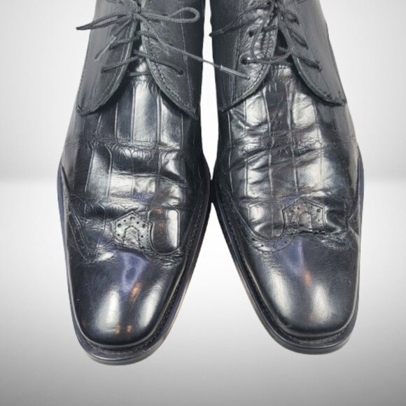 Georgio Armani Men's Derby Croco Leather Shoes - Size: 42 - Picture 3 of 14